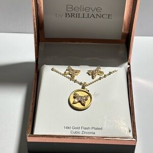 14 ktGold flash plated Butterfly Jewelry Set